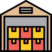 A warehouse with several boxes inside vector