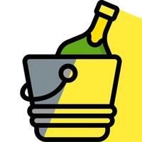 A yellow bucket with a bottle of champagne in it vector