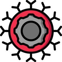 A red and black wheel with a cog in the center vector