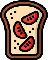 A slice of bread with tomatoes on it vector