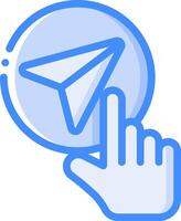 A hand pointing at a plane icon vector