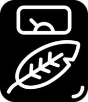 A black and white icon with a leaf and a clock vector