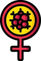 A female symbol with a red and yellow background vector