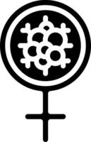 A black and white female symbol with a circle around it vector