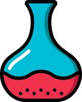 A blue and red flask with liquid inside vector