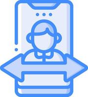 A person is holding an arrow and a phone vector