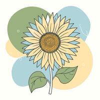 Sunflower illustration with leaves and flowers vector
