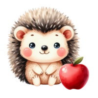 A hedgehog with an apple cutouts png