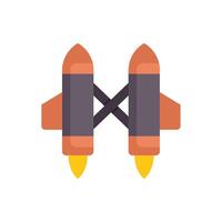 Two rockets crossing each other while flying with active engines vector