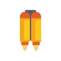 Jetpack generating thrust for takeoff with flames vector