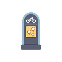 City bike sharing station with location map showing points for rent and parking bicycle vector