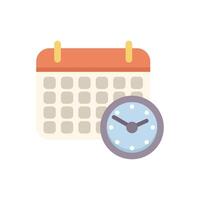 Calendar showing month with clock showing time vector