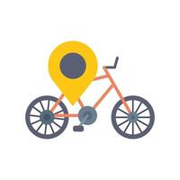 Bicycle showing location with gps navigation system pin vector