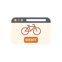 Online bicycle rent website interface with red button on screen vector
