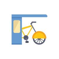 Bicycle is parked under a shelter, providing a safe and dry place to park vector