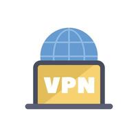 Laptop showing vpn with globe icon for secure connection vector