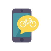 Smartphone showing a bicycle sharing app with speech bubble vector