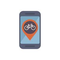 Smartphone showing bike location app with map pin vector