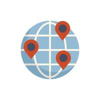 Global network with location pins showing connections around the world vector