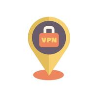 Location pin pointing vpn lock icon vector