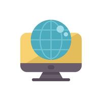 Desktop computer showing planet earth globe for global business or social media vector