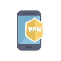 Smartphone showing vpn with shield icon representing secured connection vector