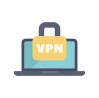 Laptop being protected with vpn and padlock vector
