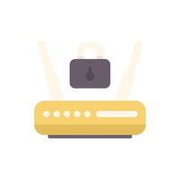 Wireless router being secured with a padlock for wifi security vector