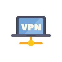 Laptop connecting to vpn server using secure connection vector