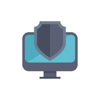 Modern online security concept with a shield covering a desktop computer, symbolizing digital protection and data safety vector