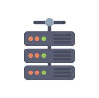 Network server room hosting big data icon showing three servers vector
