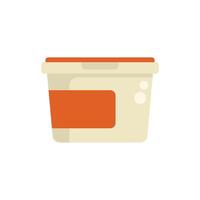 Plastic bucket packaging with lid for dairy products showing blank label vector