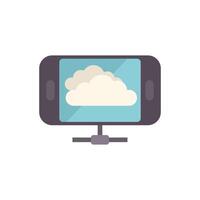 Smartphone connecting to cloud service through cable icon vector