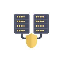 Secure server connection showing data protection with shield vector