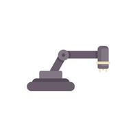 Industrial robot arm working on white background in flat style vector
