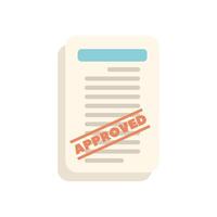 Approved document with red stamp icon showing validation vector