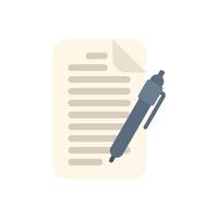 Pen writing on paper document with lines representing text vector