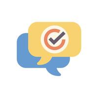 Speech bubble showing check mark for successful communication vector