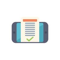 Smartphone showing completed online survey with green check mark vector