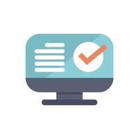 Computer monitor displaying checkmark icon for completed task vector