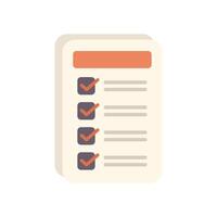 Checklist with check marks showing tasks done, to do list on paper sheet with marked choices vector
