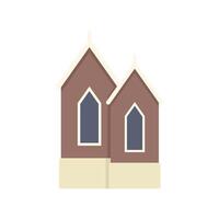 Small brown church building with arched windows standing on foundation vector
