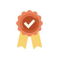 Approved quality badge with check mark and ribbon vector
