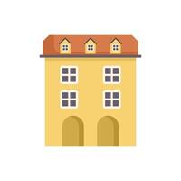 Yellow facade building with arched entrances and dormer windows illustration vector