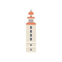 Tall lighthouse tower guiding ships with bright light vector