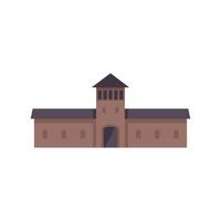 Medieval building featuring central tower with arched entrance vector