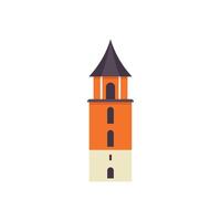 Medieval tower building standing tall with windows vector