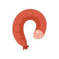 Curved sausage is hanging on white background vector
