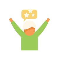 Man celebrating success with five stars rating icon above his head vector