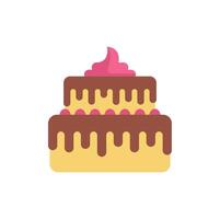 Two tier chocolate cake dripping with icing and sprinkles illustration vector